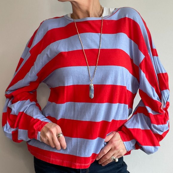Women's Stripped top red and blue size medium - Picture 1 of 6